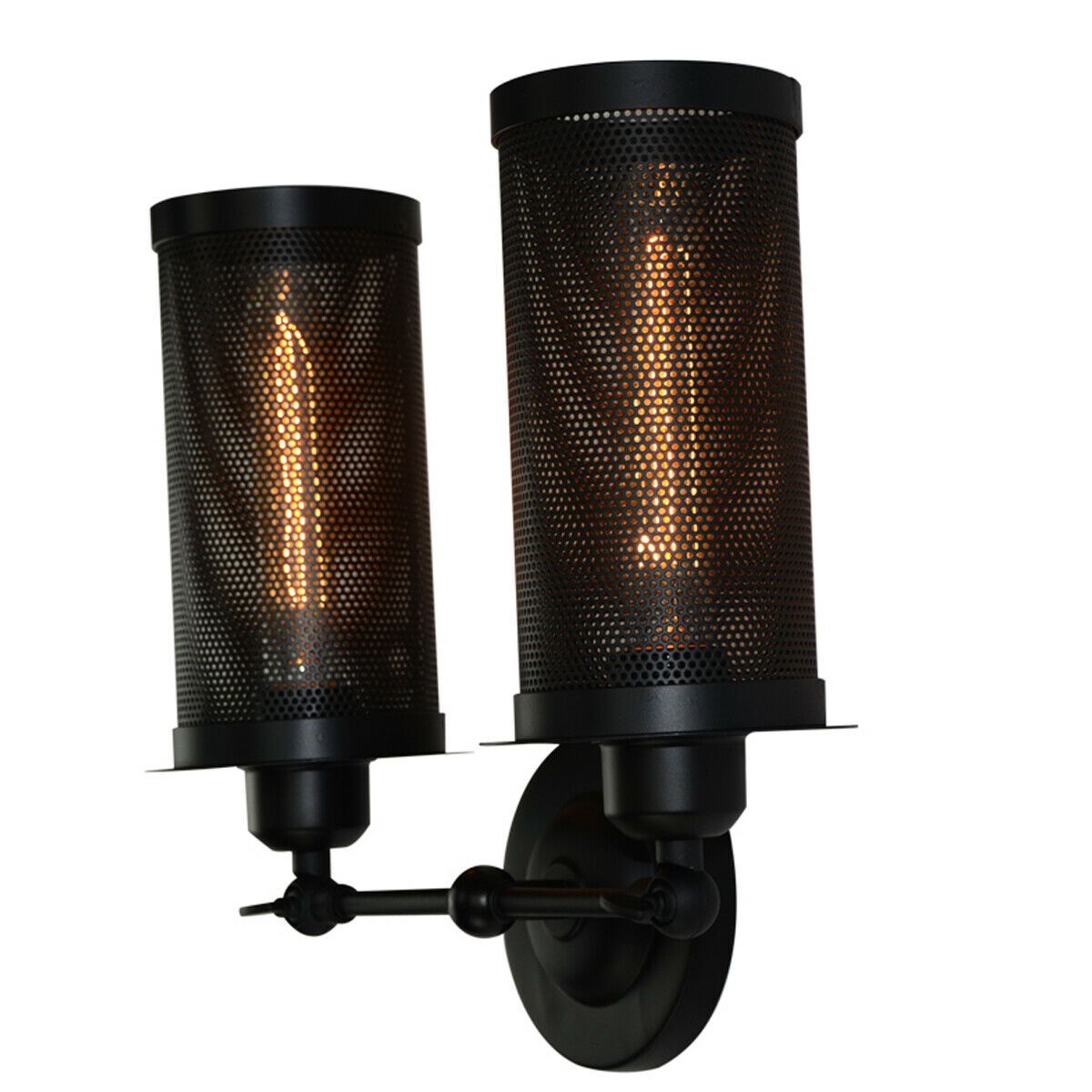 Modern Adjustable Wall Sconce-E27 Bulb Holder, Black Cage Light Shade