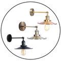 Vintage Style E27  lamp holder Flat Shade Wall Lights Sconces