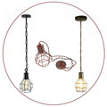 Vintage Metal Hanging Pendant Ceiling Wire Cage Spider Lamp