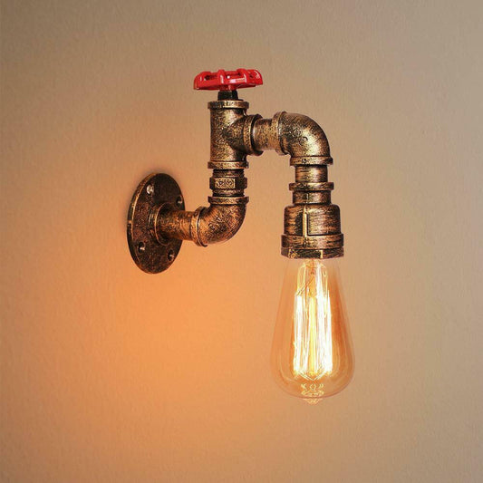 Industrial Water Pipe Wall Light Vintage Cafe Ceiling Wall Lamp Sconce - Application Image 1