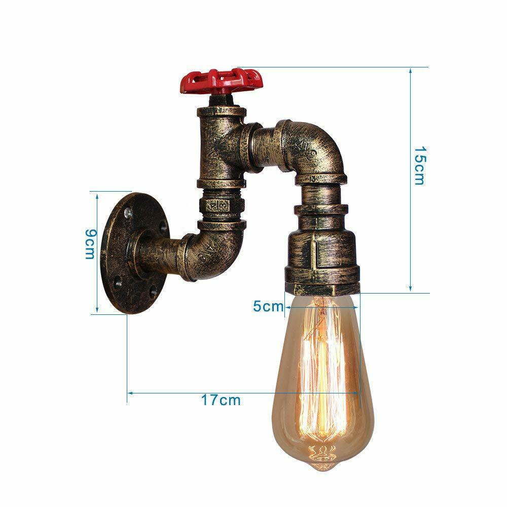 Steampunk Metal Pipe Wall Light Sconce -Size image 1