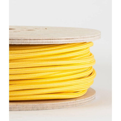 Vintage Yellow Fabric 2 Core Round Italian Braided Cable 0.75mm - Vintagelite
